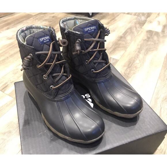 EUC Womens Sperry Black Quilted Duck/Rain Snow Boots Size 6 - Picture 3 of 11